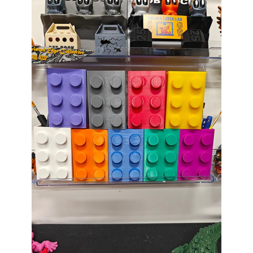 Building Block Brick Pencil Holder, Fun Desk Organizer, Gift for Kids & Adults